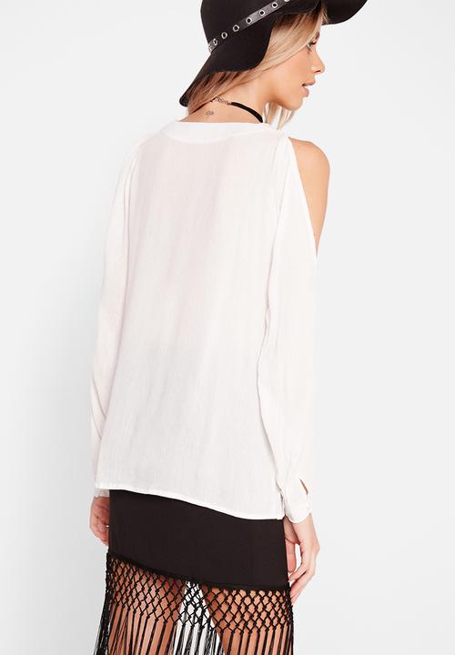 Missguided - Cheesecloth cold shoulder blouse