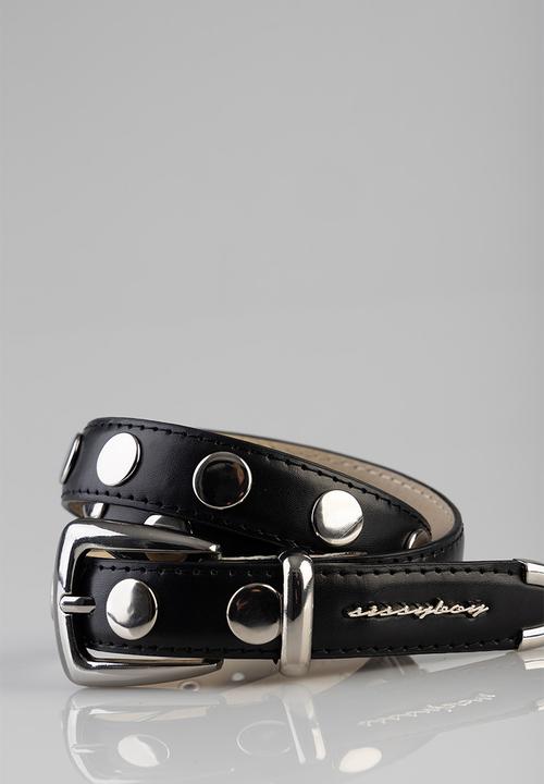 SISSY BOY - Studded belt - black/silver