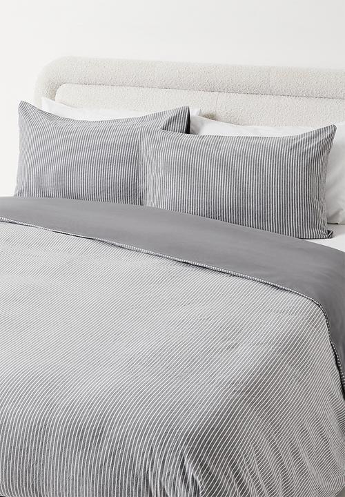 Sixth Floor - Cotton Yarn Dye Stripe  Duvet Set Grey & White