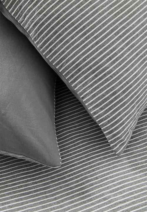 Sixth Floor - Cotton Yarn Dye Stripe  Duvet Set Grey & White