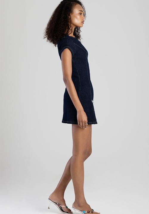 SISSY BOY - Mini Denim Dress With Slit And Diamante Bows  - Desize