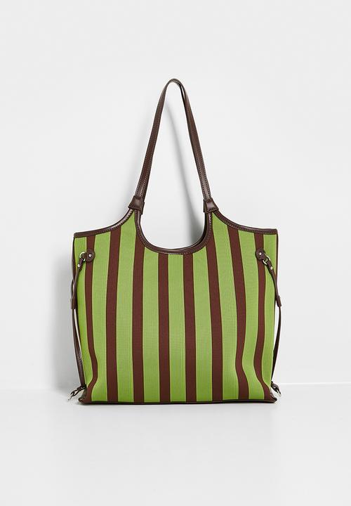 Tessa Design - Esihle striped large tote bag - green