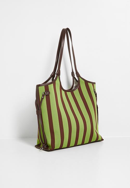Tessa Design - Esihle striped large tote bag - green
