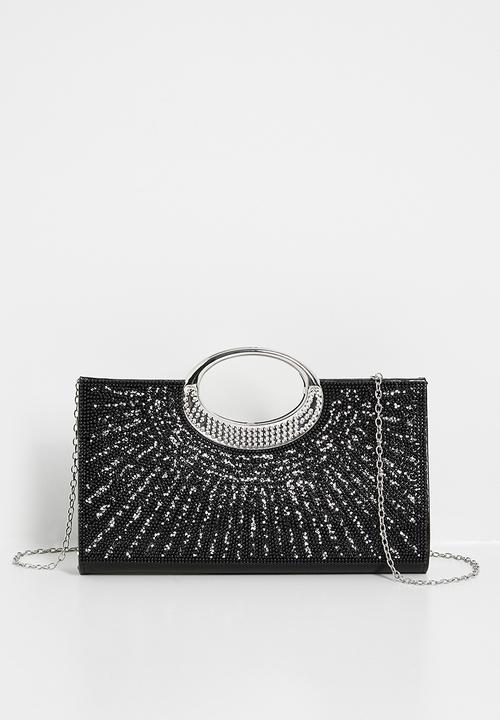 Tessa Design - Bridgette evening clutch bag with cross body chain-black