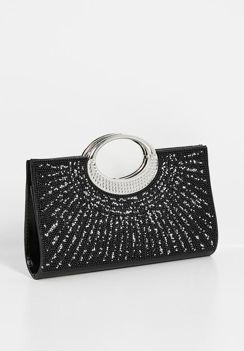 Tessa Design - Bridgette evening clutch bag with cross body chain-black