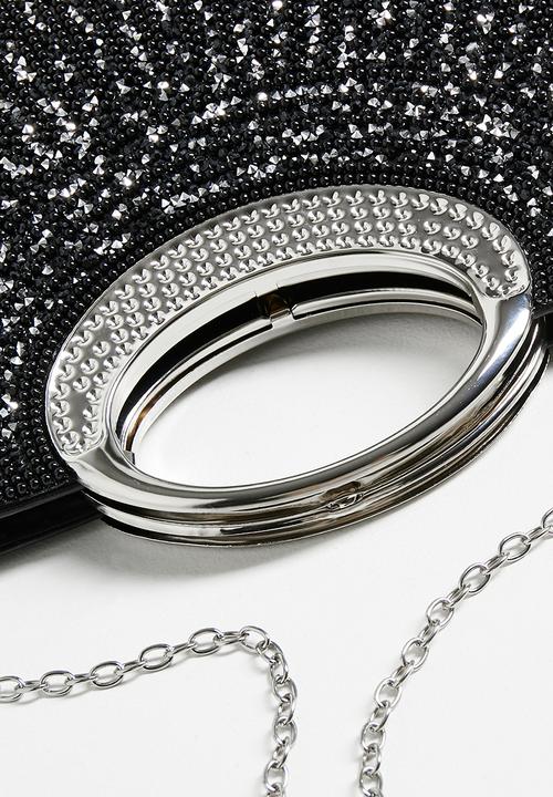 Tessa Design - Bridgette evening clutch bag with cross body chain-black