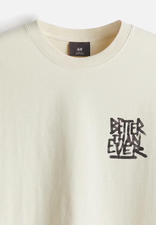 H&M - Loose fit printed T-shirt - light beige better than ever