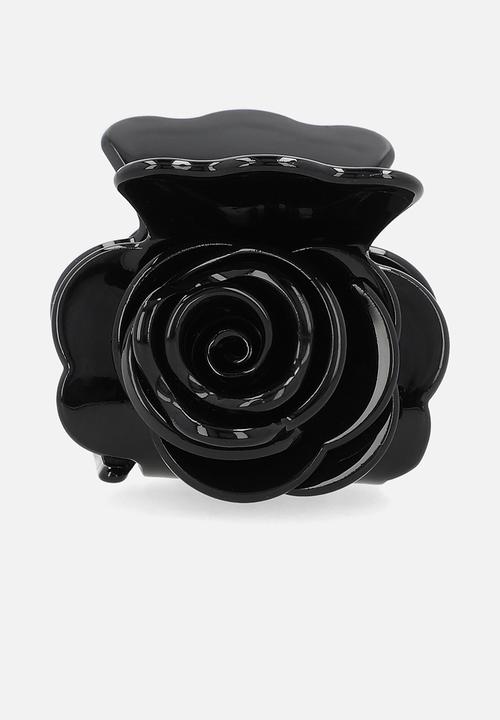 Tessa Design - Roselyn rose shaped hair clip - black