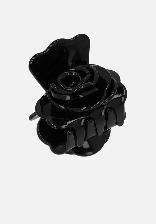 Tessa Design - Roselyn rose shaped hair clip - black