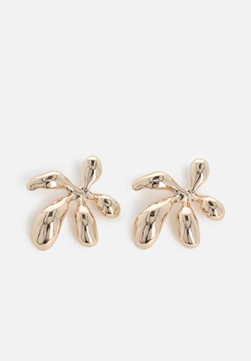 Tessa Design - Amber flower stud statement earrings - gold
