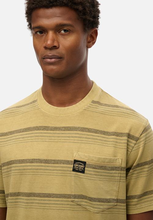 Superdry. - Contrast Stripe Pocket T-shirt - Washed Cappuccino Stripe