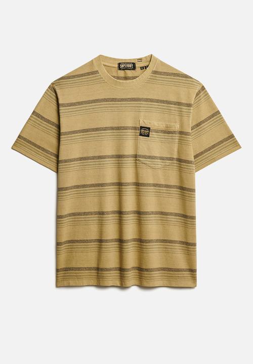 Superdry. - Contrast Stripe Pocket T-shirt - Washed Cappuccino Stripe