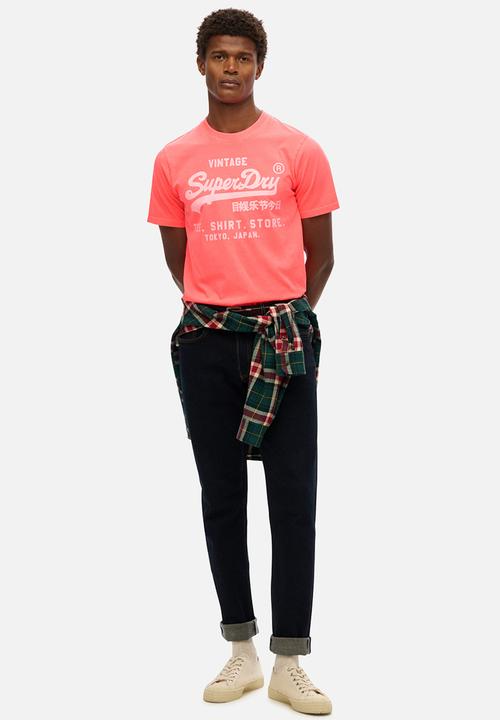 Superdry. - Vl Neon Relaxed Tee - Hyper Fire Coral
