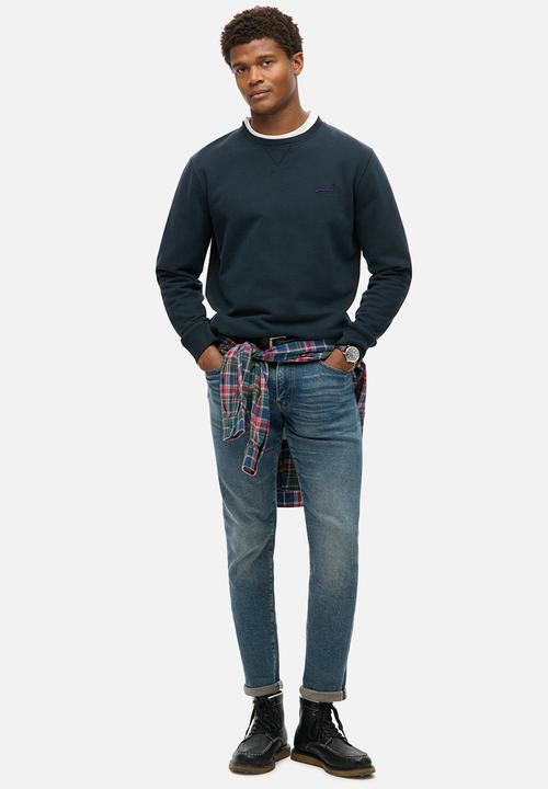 Superdry. - Essential logo crew sweatshirt - eclipse navy