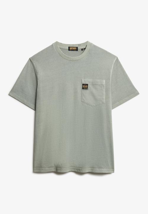 Superdry. - Contrast Stitch Pocket T-Shirt - Washed Sage Green