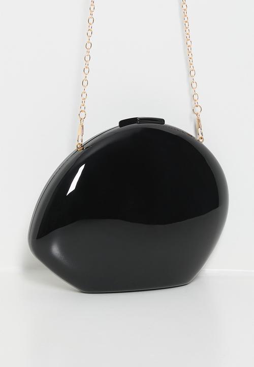 Tessa Design - Natalia metallic box clutch bag-black
