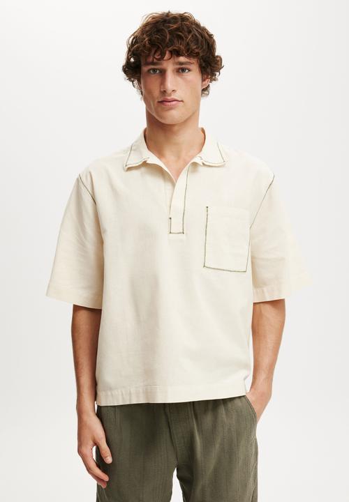 Box Fit Short Sleeve Polo - Cream1