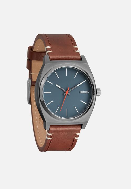 Nixon - Time teller leather  watch-gunmetal