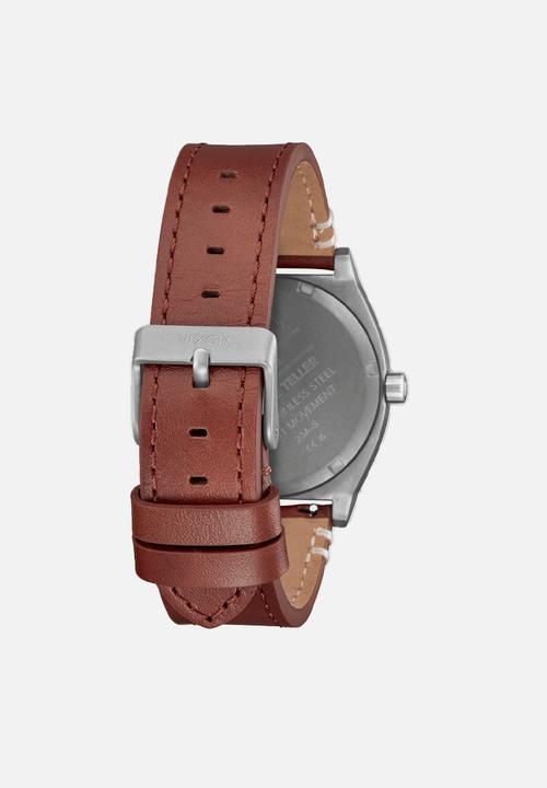 Nixon - Time teller leather  watch-gunmetal