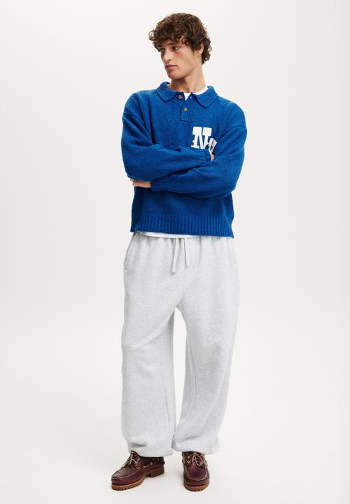 Cotton On - Super Baggy Cuffed Track Pant - Grey Marle