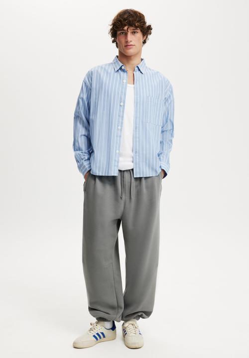 Cotton On - Super Baggy Cuffed Track Pant - Slate Stone