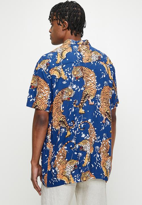 Brave Soul - Crouching Tiger SS Shirt- blue