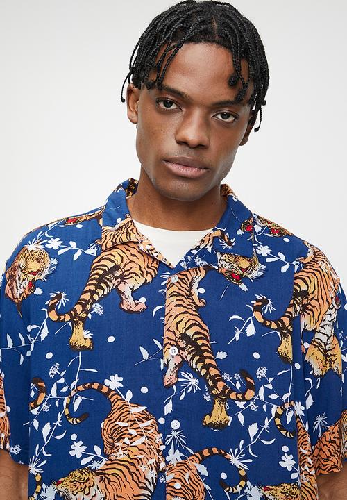 Brave Soul - Crouching Tiger SS Shirt- blue