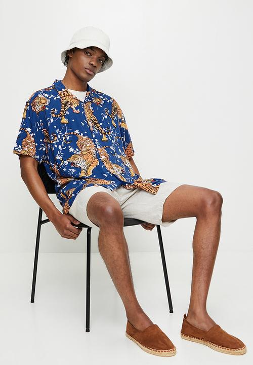 Brave Soul - Crouching Tiger SS Shirt- blue