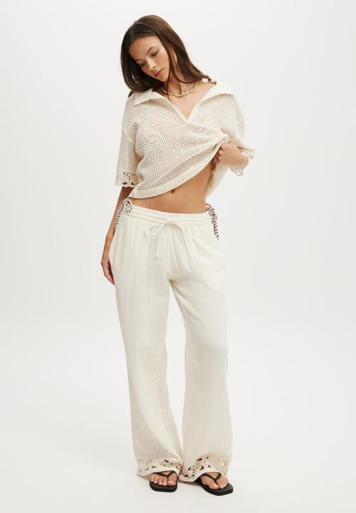 Cotton On - Woven Wide Leg Beach Pant - Neutral