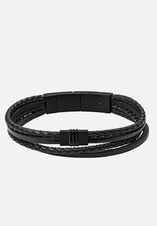 Fossil - Multi  strand leather bracelet  f03098001- black