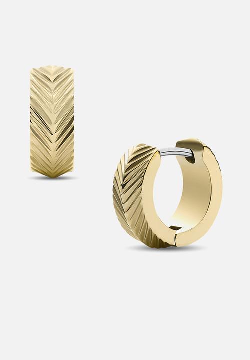 Fossil - Harlow linear texture huggie hoop earrings jf04116710 - gold