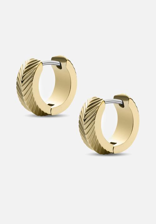 Fossil - Harlow linear texture huggie hoop earrings jf04116710 - gold