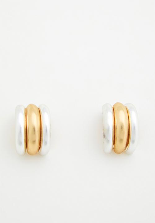 Tessa Design - Sabrina metal plated stud earrings - gold & silver