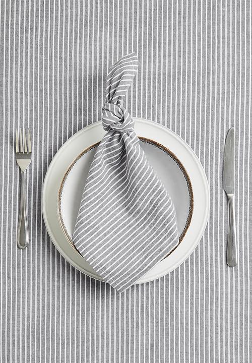 Sixth Floor - Cotton Yarn Dye Stripe Tablecloth Grey & White