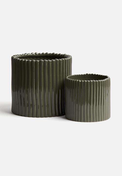 H&M - Large stoneware plant pot - khaki green