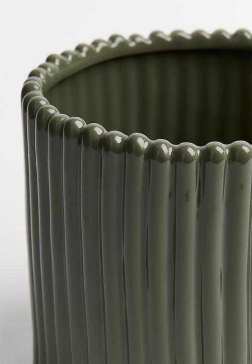 H&M - Large stoneware plant pot - khaki green