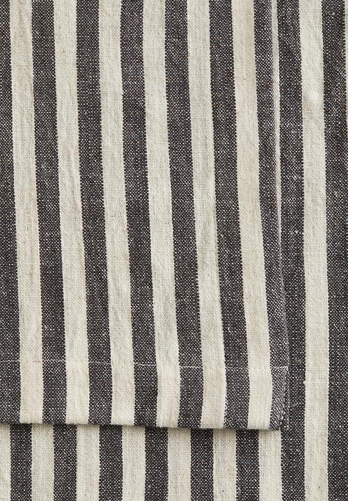 H&M - Cotton-blend tablecloth - dark grey striped