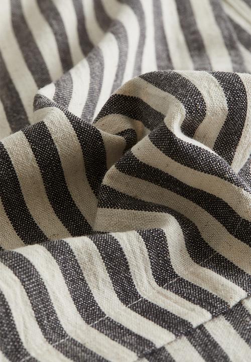 H&M - Cotton-blend tablecloth - dark grey striped