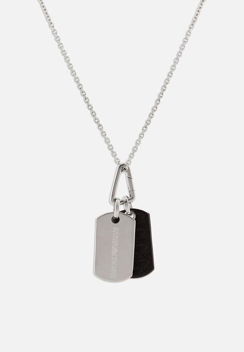 Armani - Dog tag necklace egs3133040- silver & black