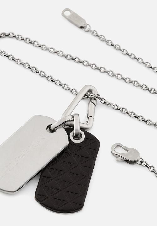 Armani - Dog tag necklace egs3133040- silver & black
