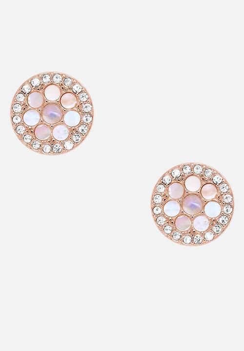 Fossil - Mosaic mother-of-pearl stud earrings- rose gold 