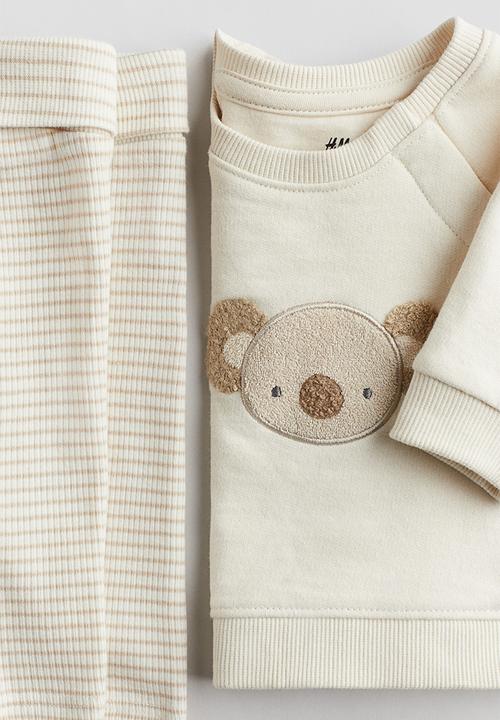 H&M - 2-piece cotton set - beige koala