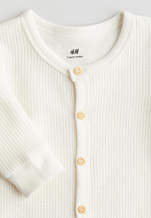 H&M - 2-piece waffled cotton set - cream