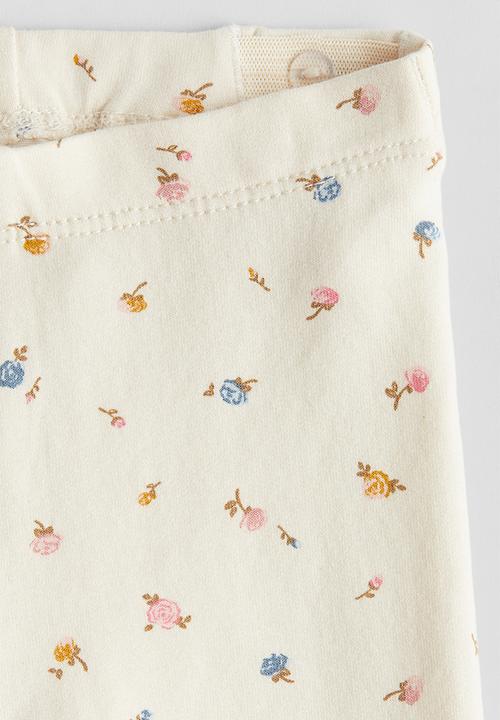 H&M - Cotton jersey leggings - cream floral