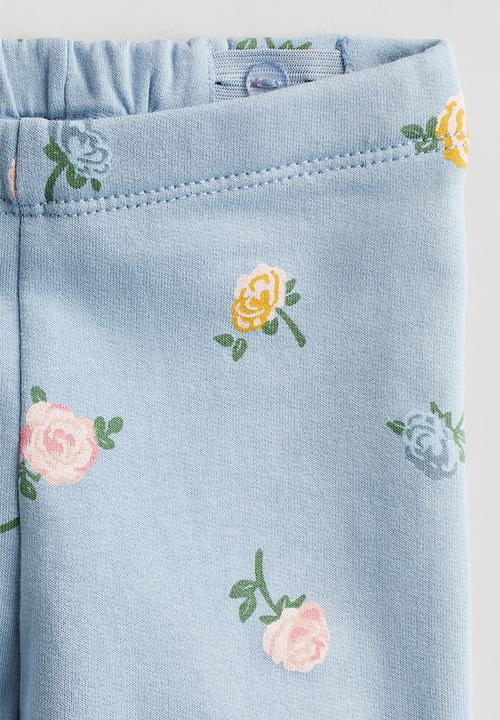 H&M - Cotton jersey leggings - light blue floral