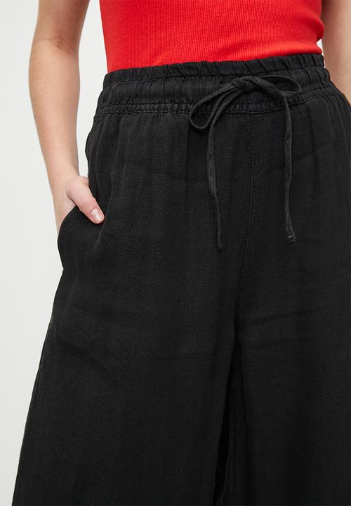 Trendyol - Linen elastic waist high waist extra trousers- brown