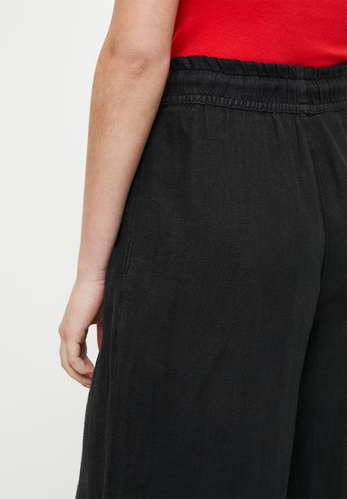 Trendyol - Linen elastic waist high waist extra trousers- brown
