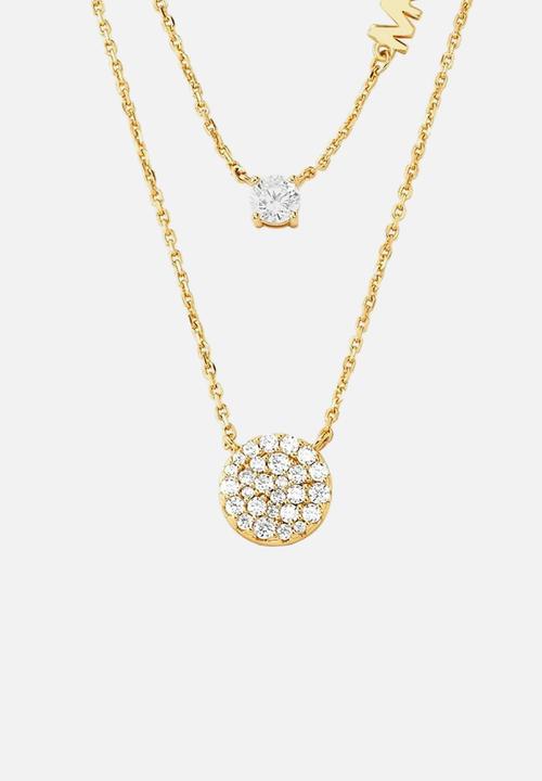 Michael Kors - 14k sterling silver pavé disk necklace - gold plated