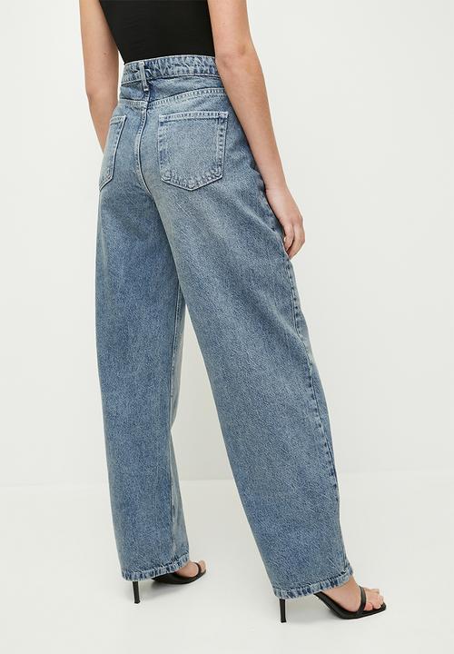 Trendyol - High waist barrel baggy jeans  - blue