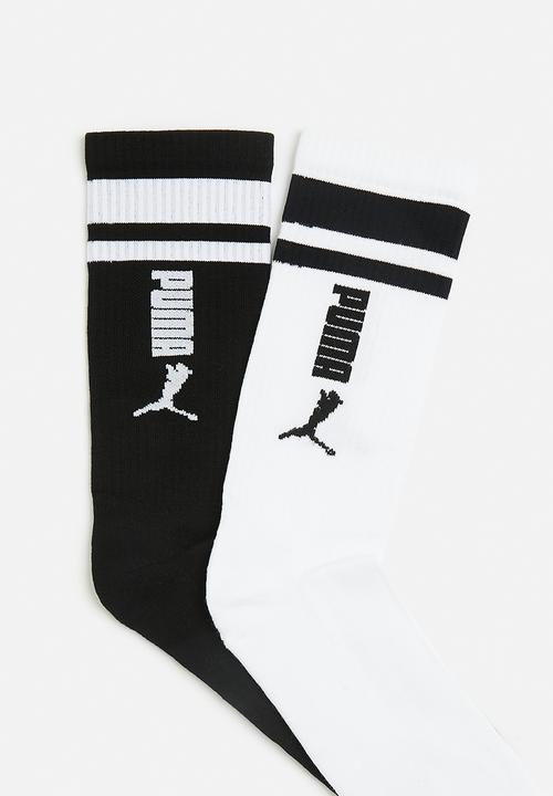 PUMA - Mens 2 Pk No.2 Logo Mid Calf Socks puma - black & white